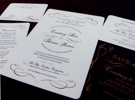 designer letterpress wedding invitation