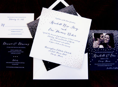 designer letterpress wedding invitation