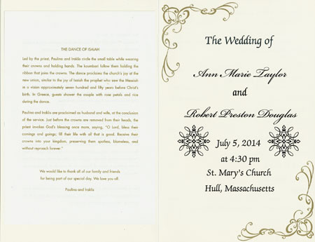 shimmer wedding program