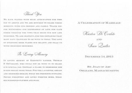 wedding program cover